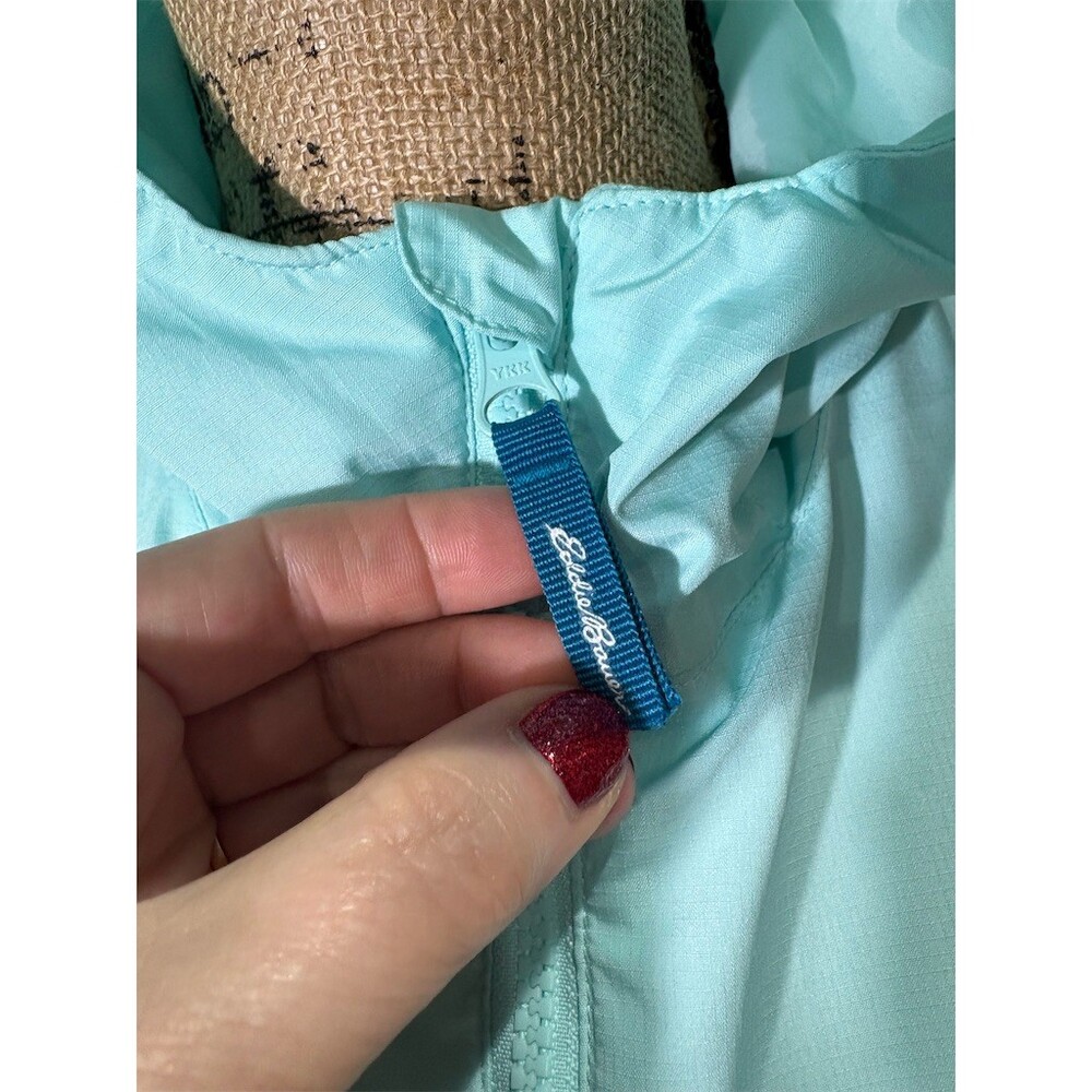 Eddie Bauer Girls Hooded Windbreaker Jacket Blue Teal Colorblock Size M 10 - Picture 3 of 10